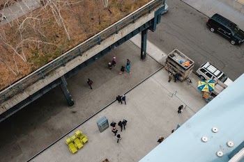 high-angle photography of roadway with people