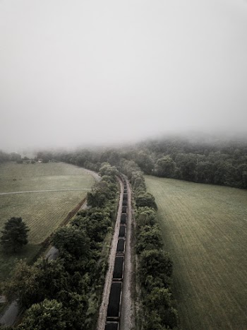 High Angle Shot Of Railway Road