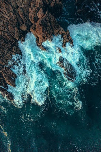 High Angle View of a Cliff and Sea