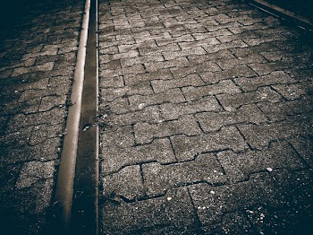 High Angle View of Cobblestone Street