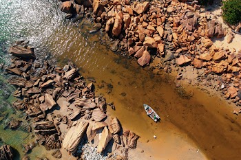 High-angle View of Gray Boat in Body of Water