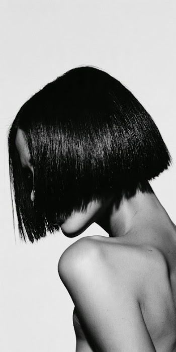 High Contrast Black and White Precision Bob Hair Photography