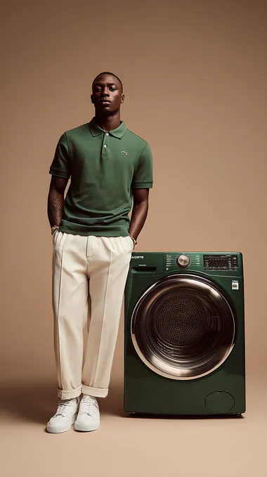 High-Fashion Advertisement: Lacoste Washing Machine & Model High-Fashion Advertisement: Lacoste Washing Machine & Model