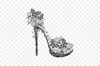 High-heeled footwear Shoe Flower Illustration - Personality pattern black and white high heels 
