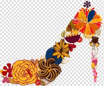 High-heeled footwear Shoe , Hand-painted flowers heels transparent background PNG clipart