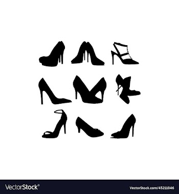 high heels shoes set silhouette design