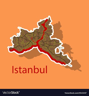 High quality map of istanbul sticker with borders vector image