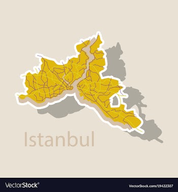 High quality map of istanbul sticker with borders vector image