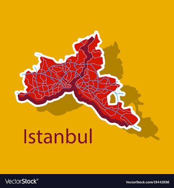 High quality map of istanbul sticker with borders vector image