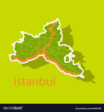 High quality map of istanbul sticker with borders vector image