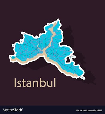 High quality map of istanbul sticker with borders vector image