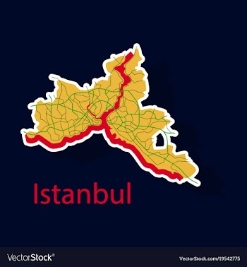 High quality map of istanbul sticker with borders vector image