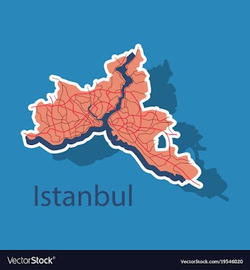 High quality map of istanbul sticker with borders vector image