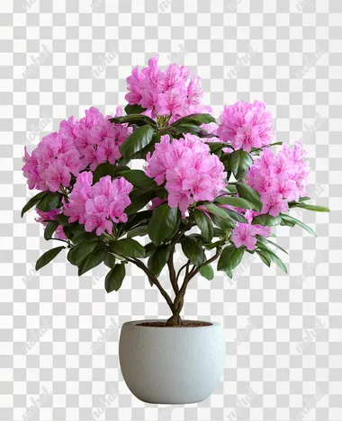 High-Quality Potted Rhododendron on White Background