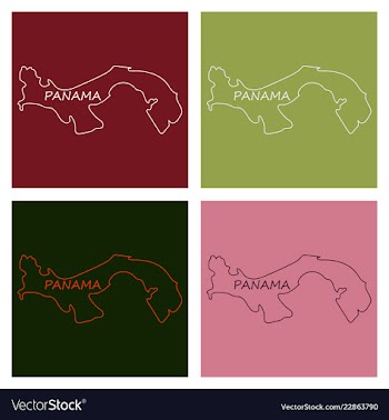 High resolution panama map with country flag flag vector image