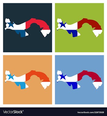 High resolution panama map with country flag flag vector image