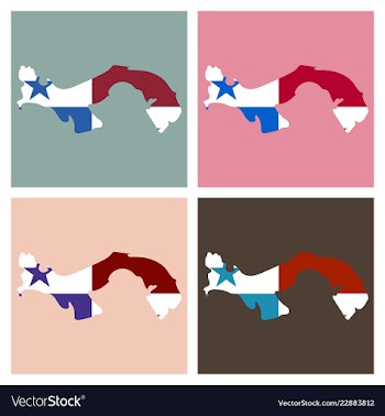 High resolution panama map with country flag flag vector image
