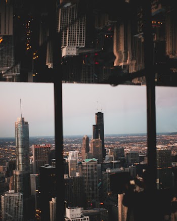 High-rise And Mid-rise Buildings Through Glass Window