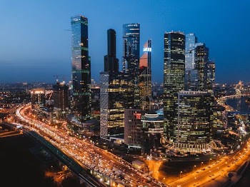 high-rise building with lights