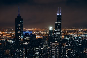 High Rise Buildings View At Night Time