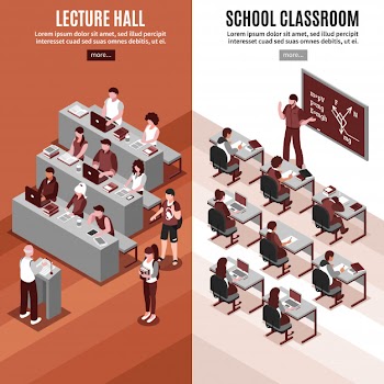 High school isometric vertical banners Free Vector
