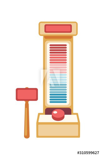 High striker machine flat vector illustration