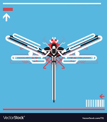High tech robot dragonfly vector image