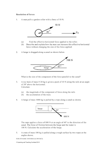 Higher Physics: Resolution of forces questions