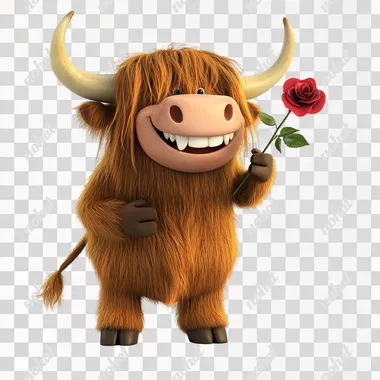 Highland Cow Romance: A Cheerful Valentine's Delight