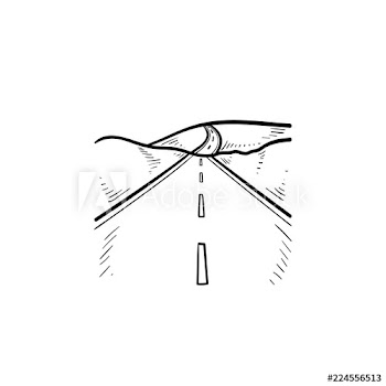 Highway and landscape hand drawn outline doodle icon