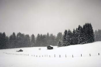 Hiking in bad weather conditions through the bavarian alps