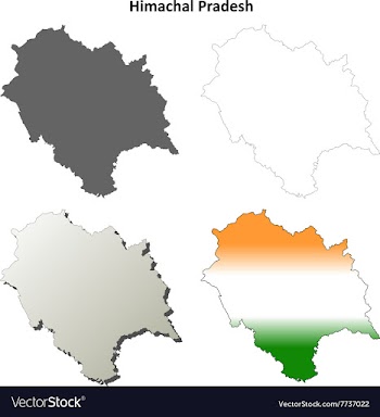 Himachal Pradesh blank outline map set vector image