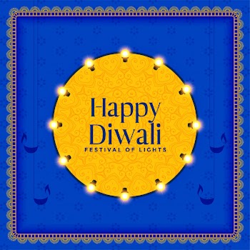 Hindu diwali festival celebration card illustration Free Vector