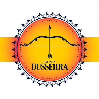Hindu festival of happy dussehra greeting card Free Vector