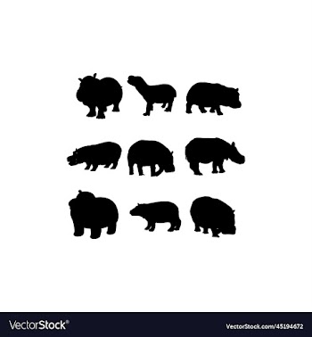 hippo animal set icon design