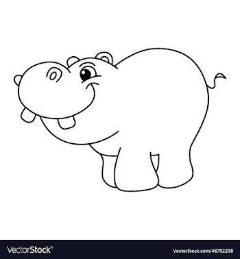 hippo cartoon coloring page for kids
