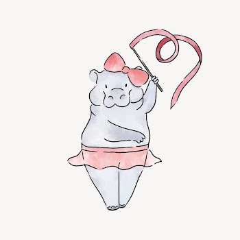 Hippo rhythmic gymnast  collage | Free Vector Illustration - rawpixel