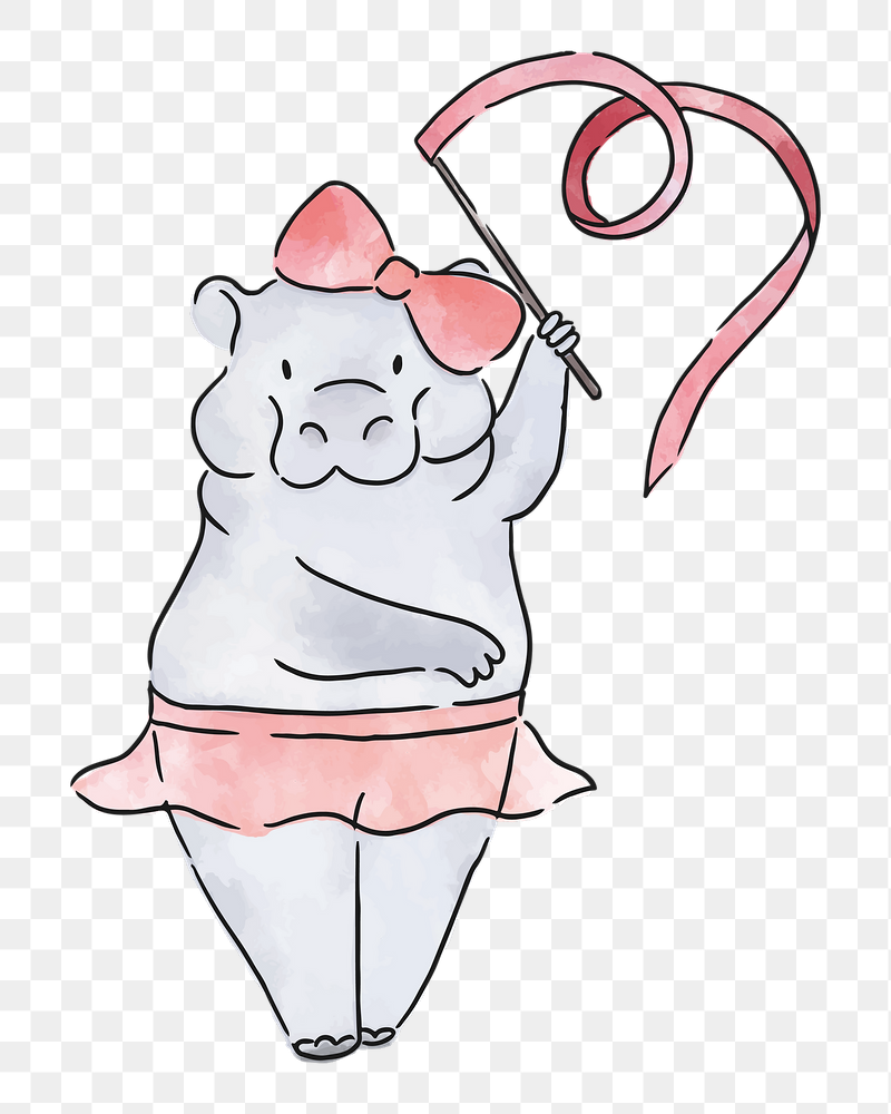 Hippo rhythmic gymnast png sticker, | Free PNG Illustration - rawpixel