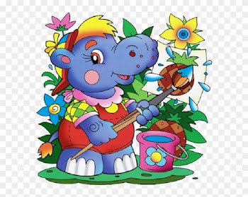 Hippopotamus Baby Cartoon Clip Art Images - Painting School Baby