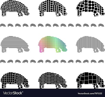 Hippopotamus Silhouette Set vector image