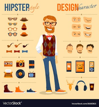 Hipster character pack vector image
