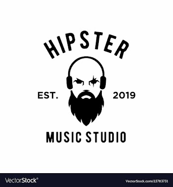Hipster music studio logo design vector image
