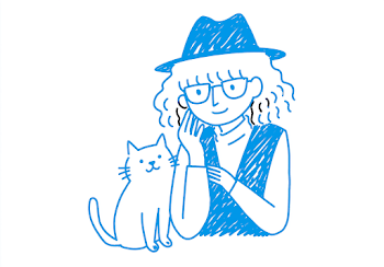 Hipster Woman with Cat Illustration