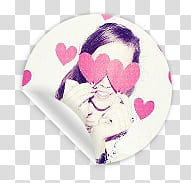 Hipsters, pink heart stickers transparent background PNG clipart