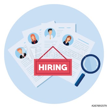 hiring with curriculum vitae and magnifying glass