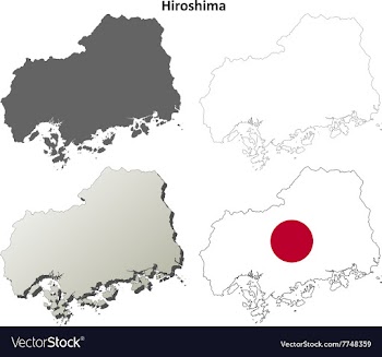 Hiroshima blank outline map set vector image