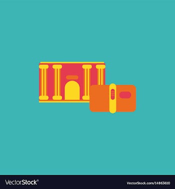 History book and architecture of ancient building vector image