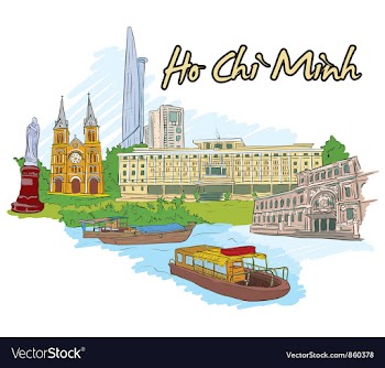 Ho chi minh doodles vector image