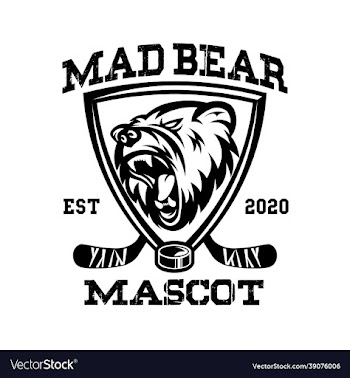 hockey team mascot logo with bear head icon