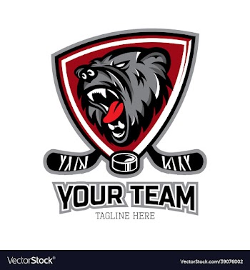 hockey team mascot logo with bear head mascot